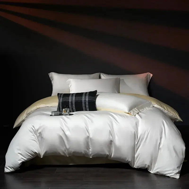 Luxury 100% Egyptian Cotton Reversible Duvet Cover Set - Silver & Purple Julia M LifeStyles