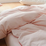 100%Washed Cotton Duvet Cover Set Comfy Simple Stripe Textured Soft Twin Double Queen Bedding set Flat/Fitted Sheet Pillowcases - Julia M LifeStyles