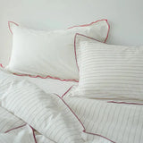 100%Washed Cotton Duvet Cover Set Comfy Simple Stripe Textured Soft Twin Double Queen Bedding set Flat/Fitted Sheet Pillowcases - Julia M LifeStyles