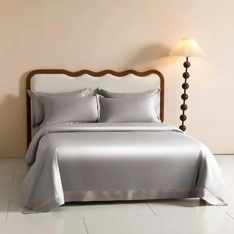 Luxury 1000TC Egyptian Cotton Duvet Cover Set with Silver Embroidery - Julia M LifeStyles