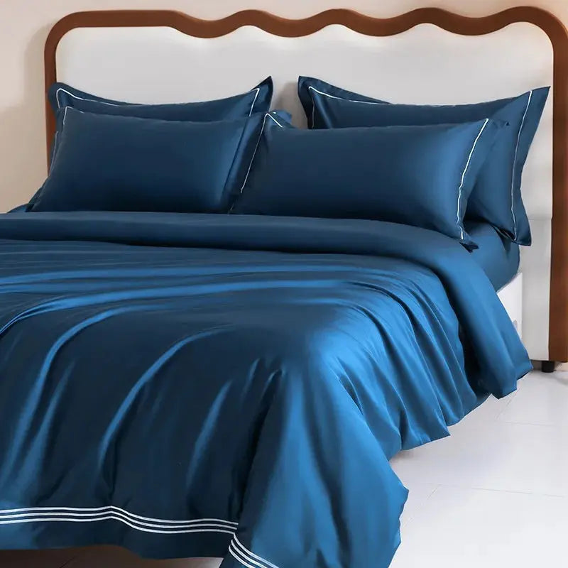 Luxury 1000TC Egyptian Cotton Duvet Cover Set with Silver Embroidery Julia M LifeStyles