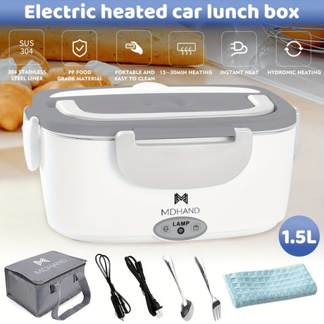 Electric Lunch Box Heater - Fast Heating Portable Food Container with Fork, Spoon, and Delivery Bag Julia M LifeStyles