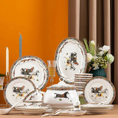 Elegant Bone China Horse Design Tableware Set Julia M LifeStyles