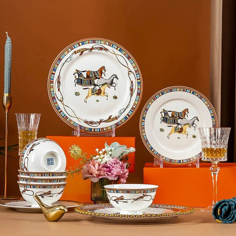 Elegant Bone China Horse Design Tableware Set Julia M LifeStyles