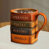 3D Painted Book Design Coffee Mug - Heat-Resistant Drinkware with Ergonomic Handle Julia M LifeStyles