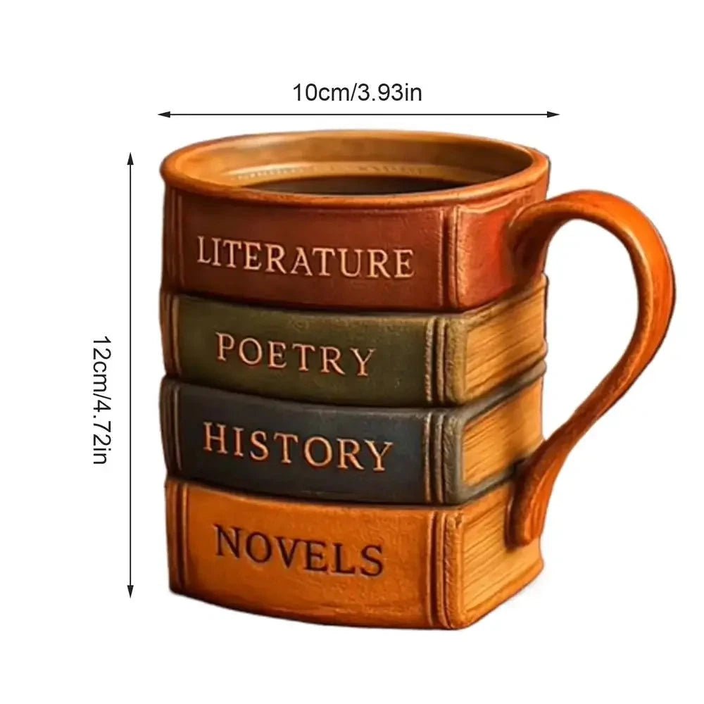 3D Painted Book Design Coffee Mug - Heat-Resistant Drinkware with Ergonomic Handle Julia M LifeStyles