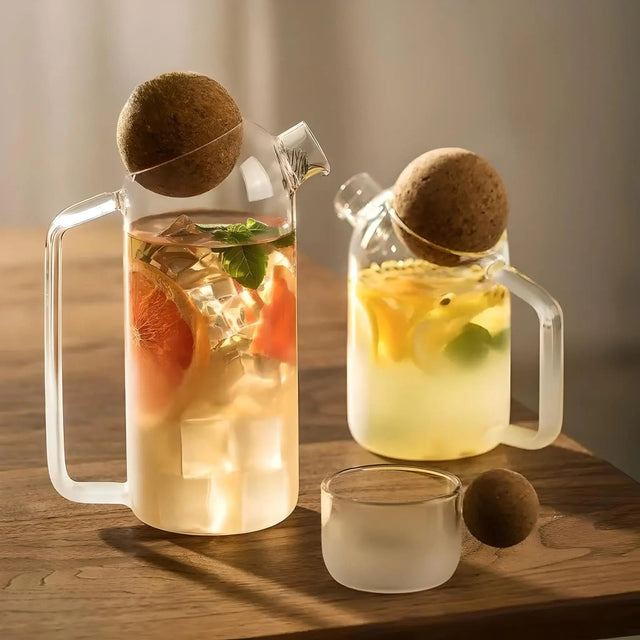 Elegant Blossom Glass Teapot with Wooden Lid by Julia M Lifestyles - Julia M LifeStyles