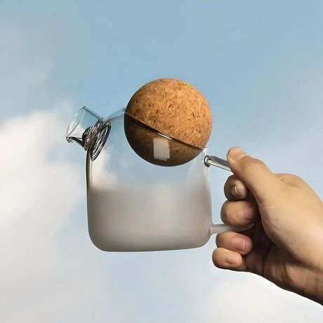 Elegant Blossom Glass Teapot with Wooden Lid by Julia M Lifestyles - Julia M LifeStyles