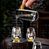 Crystal Glass Wine Decanter Set with Gold Foil Shot Cup Julia M LifeStyles