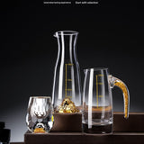 Crystal Glass Wine Decanter Set with Gold Foil Shot Cup Julia M LifeStyles