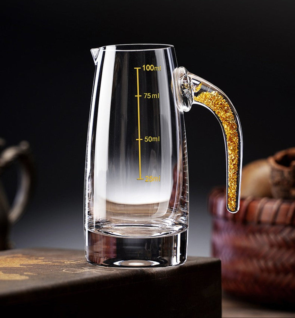 Crystal Glass Wine Decanter Set with Gold Foil Shot Cup Julia M LifeStyles