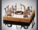 Crystal Glass Wine Decanter Set with Gold Foil Shot Cup Julia M LifeStyles