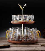 Crystal Glass Wine Decanter Set with Gold Foil Shot Cup Julia M LifeStyles