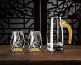 Crystal Glass Wine Decanter Set with Gold Foil Shot Cup Julia M LifeStyles