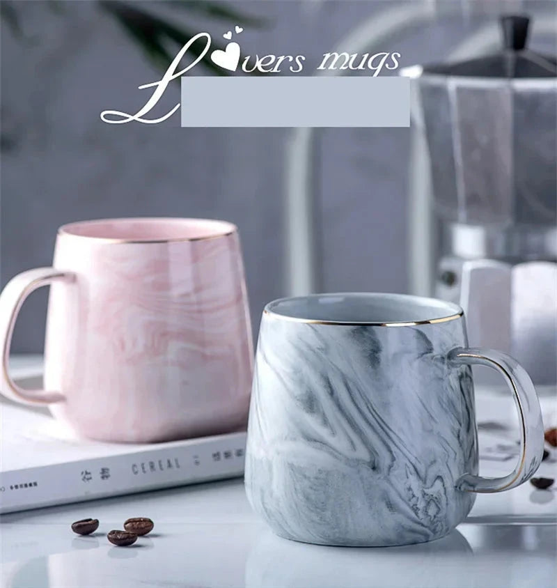 Nordic Marbled Ceramic Mug with Gold Rim Julia M LifeStyles