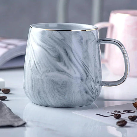 Nordic Marbled Ceramic Mug with Gold Rim Julia M LifeStyles