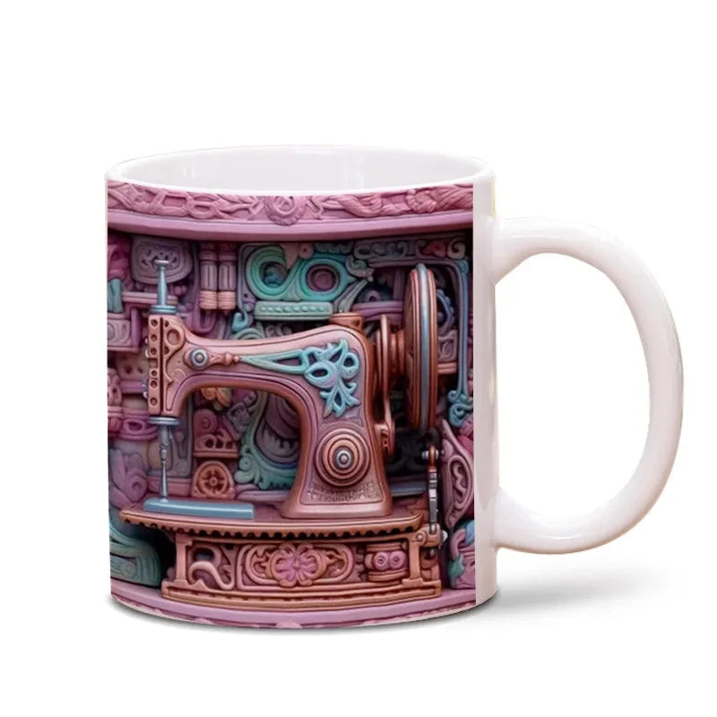 Sewing Machine Design Ceramic Mug - Unique Gift for Sewing Enthusiasts Julia M LifeStyles