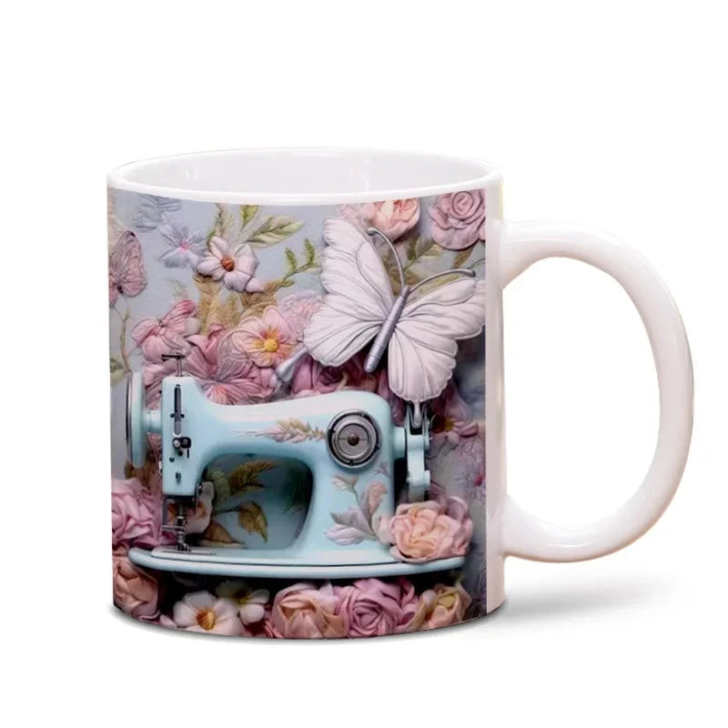 Sewing Machine Design Ceramic Mug - Unique Gift for Sewing Enthusiasts Julia M LifeStyles