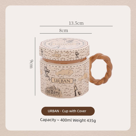Hero Retro Ceramic Mug with Lid - Exquisite 300-400ml Coffee Cup Julia M LifeStyles