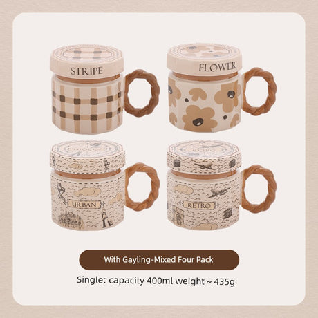 Hero Retro Ceramic Mug with Lid - Exquisite 300-400ml Coffee Cup Julia M LifeStyles