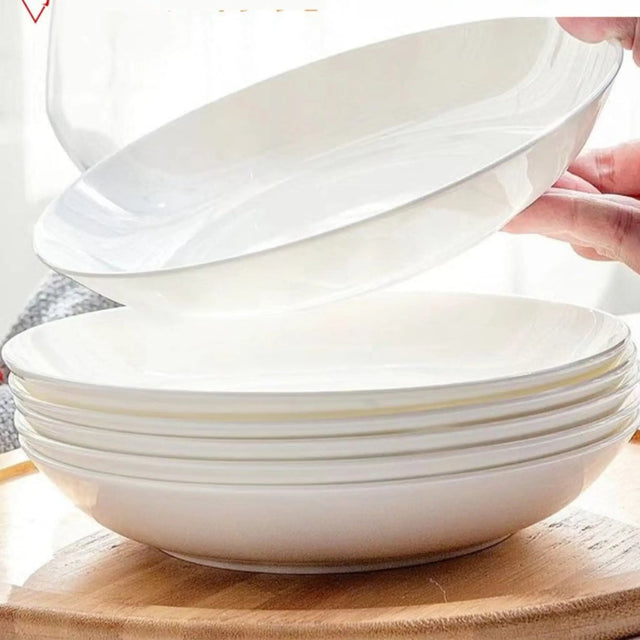 Pure White Tableware Porcelain Minimalist Size round Plate - Julia M LifeStyles