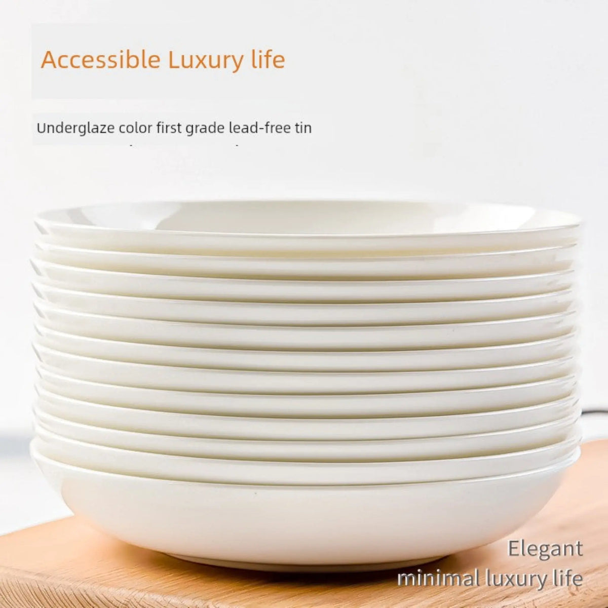 Pure White Tableware Porcelain Minimalist Size round Plate - Julia M LifeStyles