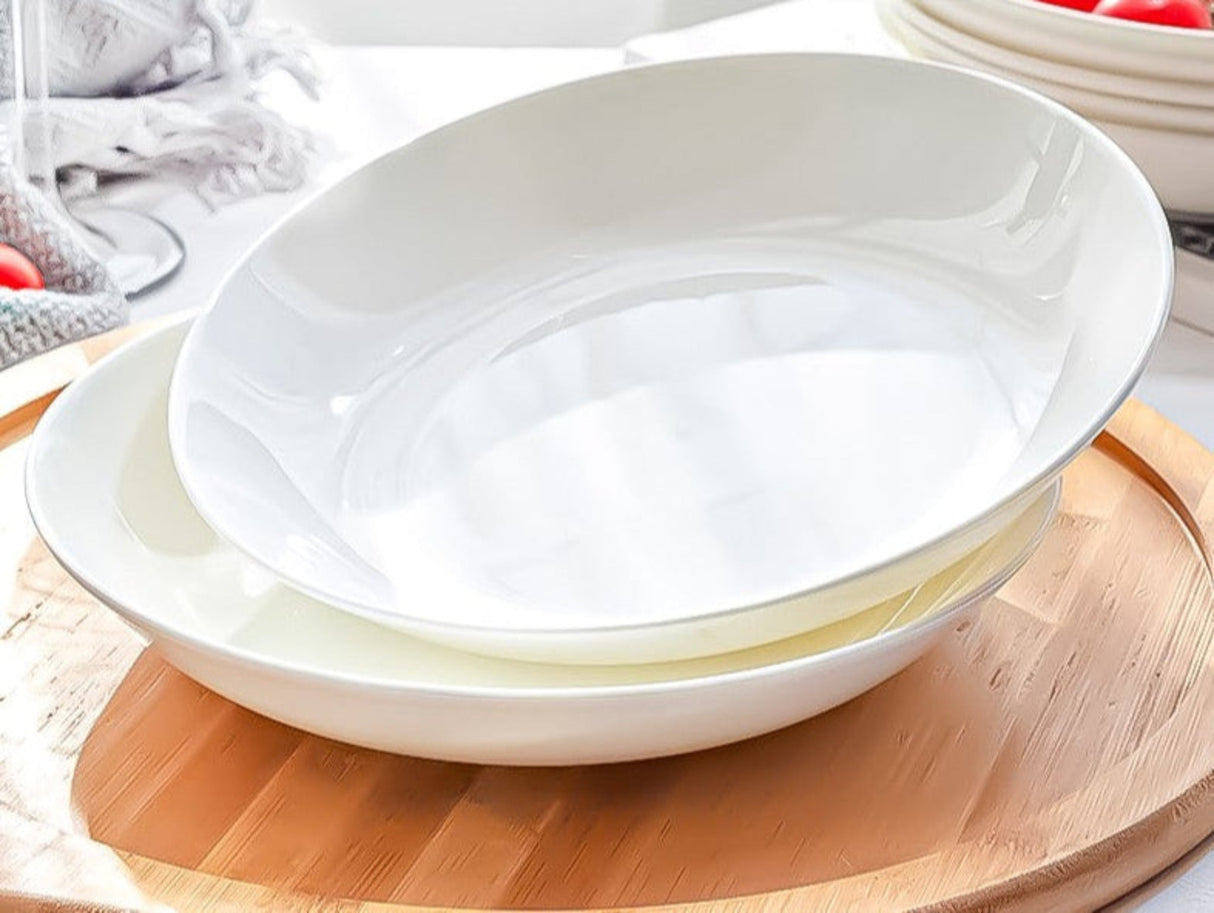 Pure White Tableware Porcelain Minimalist Size round Plate - Julia M LifeStyles