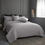 Stitch Taupe Quilt Set with 2Pillow Shams Reversible Quilted Bed Cover set Ultra Soft Lightweigh Microfiber Filler Dusty Pink - Julia M LifeStyles