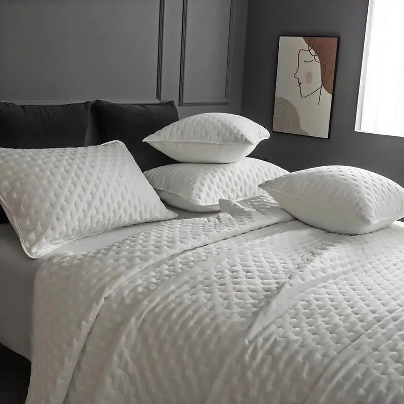 Stitch Taupe Quilt Set with 2Pillow Shams Reversible Quilted Bed Cover set Ultra Soft Lightweigh Microfiber Filler Dusty Pink - Julia M LifeStyles