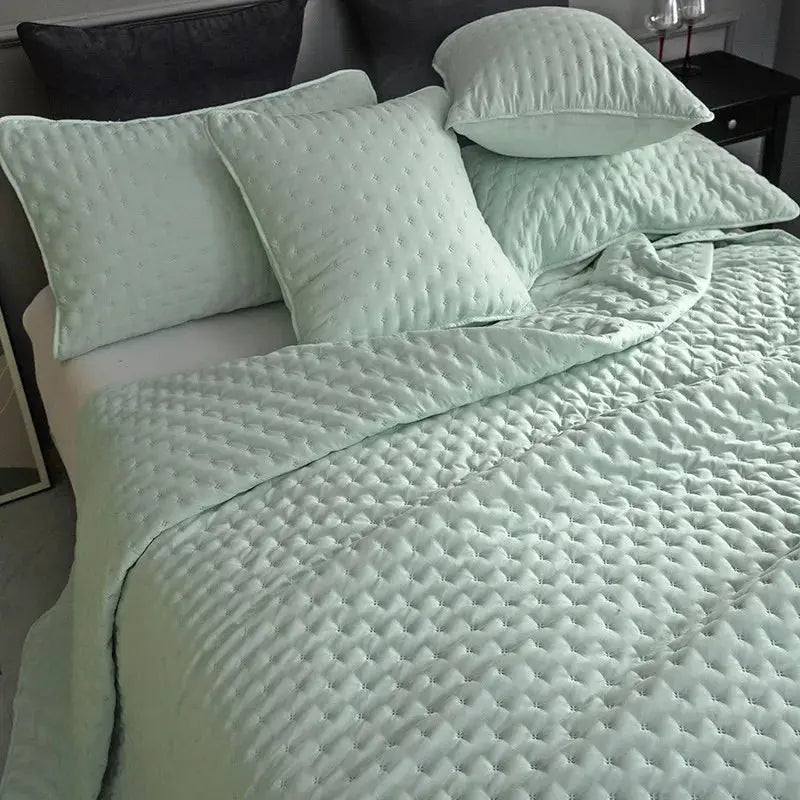 Stitch Taupe Reversible Quilt Set with Pillow Shams - Ultra Soft Microfiber - Julia M LifeStyles