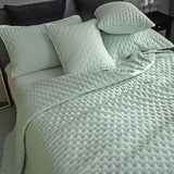 Stitch Taupe Reversible Quilt Set with Pillow Shams - Ultra Soft Microfiber - Julia M LifeStyles