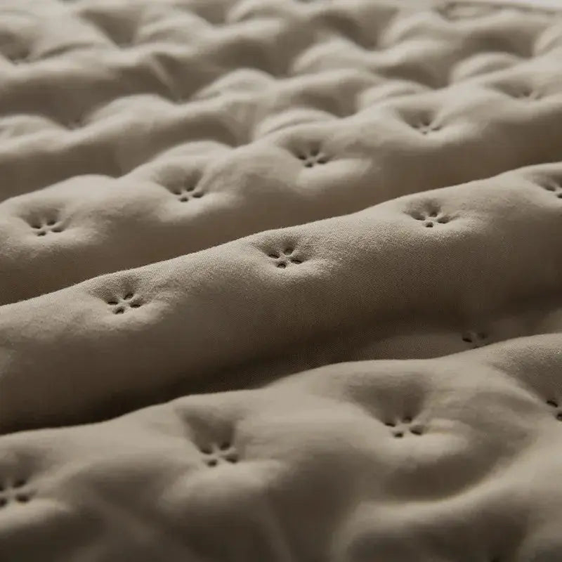 Stitch Taupe Reversible Quilt Set with Pillow Shams - Ultra Soft Microfiber - Julia M LifeStyles