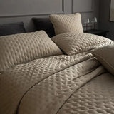 Stitch Taupe Reversible Quilt Set with Pillow Shams - Ultra Soft Microfiber - Julia M LifeStyles
