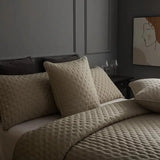 Stitch Taupe Reversible Quilt Set with Pillow Shams - Ultra Soft Microfiber - Julia M LifeStyles