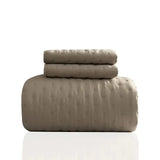 Stitch Taupe Reversible Quilt Set with Pillow Shams - Ultra Soft Microfiber - Julia M LifeStyles