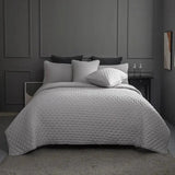 Stitch Taupe Reversible Quilt Set with Pillow Shams - Ultra Soft Microfiber - Julia M LifeStyles