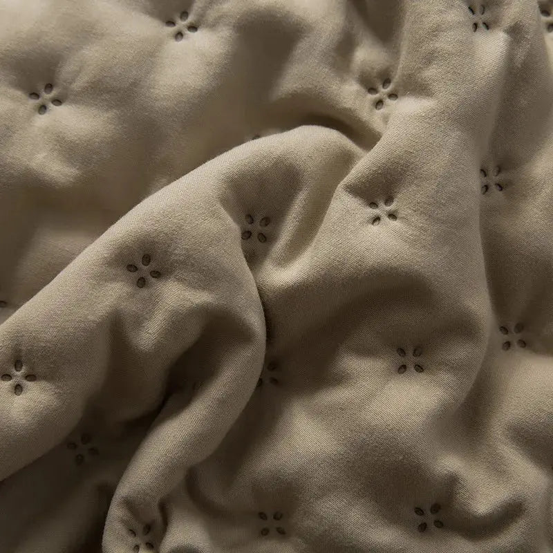 Stitch Taupe Quilt Set with 2Pillow Shams Reversible Quilted Bed Cover set Ultra Soft Lightweigh Microfiber Filler Dusty Pink - Julia M LifeStyles