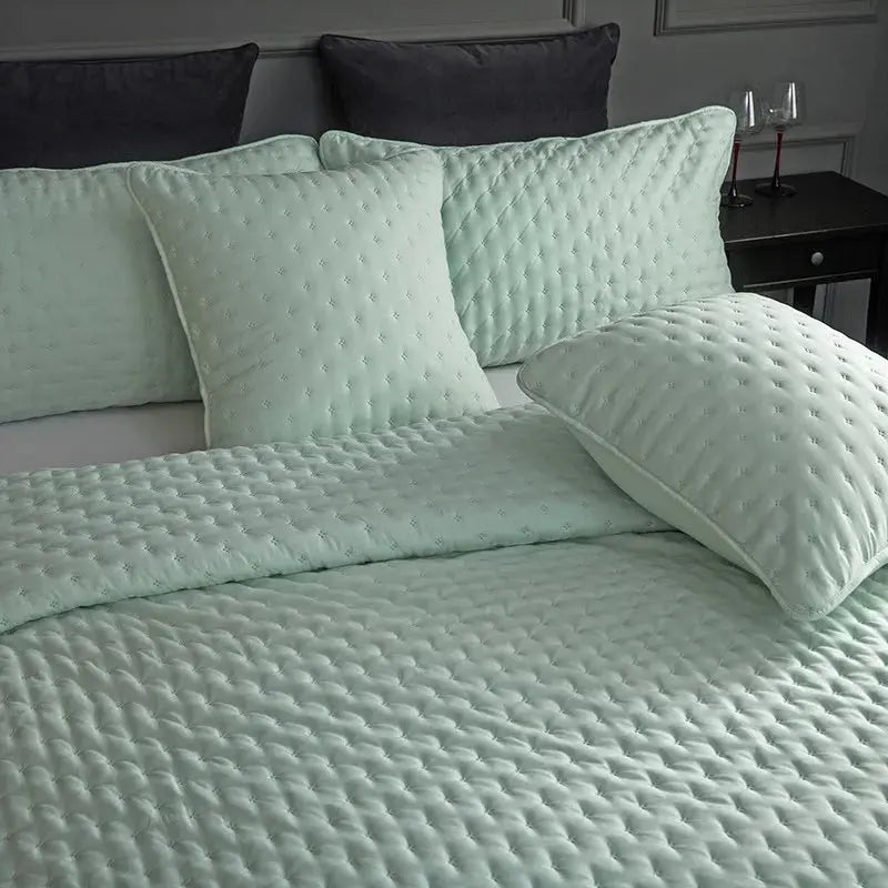 Stitch Taupe Quilt Set with 2Pillow Shams Reversible Quilted Bed Cover set Ultra Soft Lightweigh Microfiber Filler Dusty Pink - Julia M LifeStyles