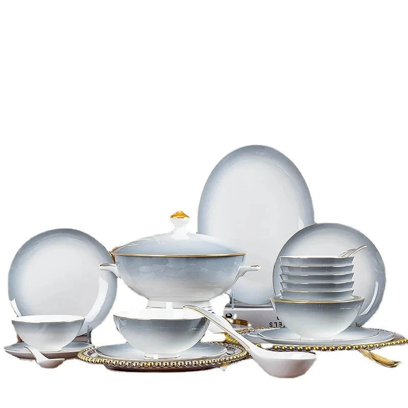 Elegant Gradient Grey Bone China Tableware Set - 60 Pieces Julia M LifeStyles