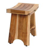 Compact Curvilinear Teak Outdoor Shower Bench with Shelf Julia M LifeStyles