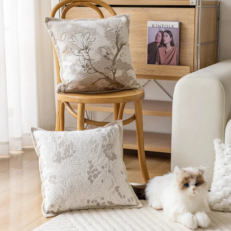 Exquisite Nordic Floral Embroidery French Cream Throw Pillow Cover Julia M LifeStyles