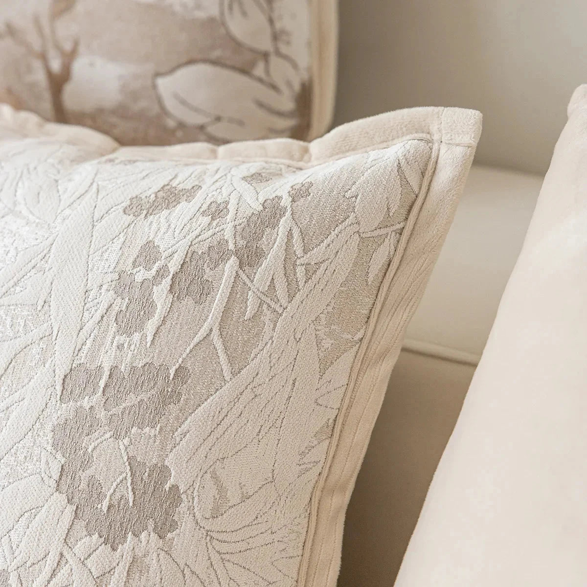 Exquisite Nordic Floral Embroidery French Cream Throw Pillow Cover Julia M LifeStyles