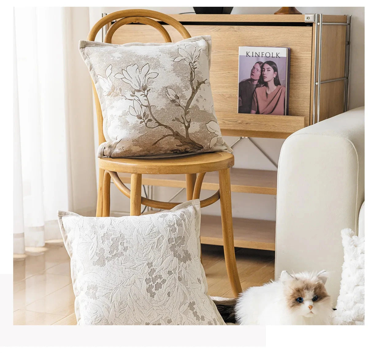 Exquisite Nordic Floral Embroidery French Cream Throw Pillow Cover Julia M LifeStyles