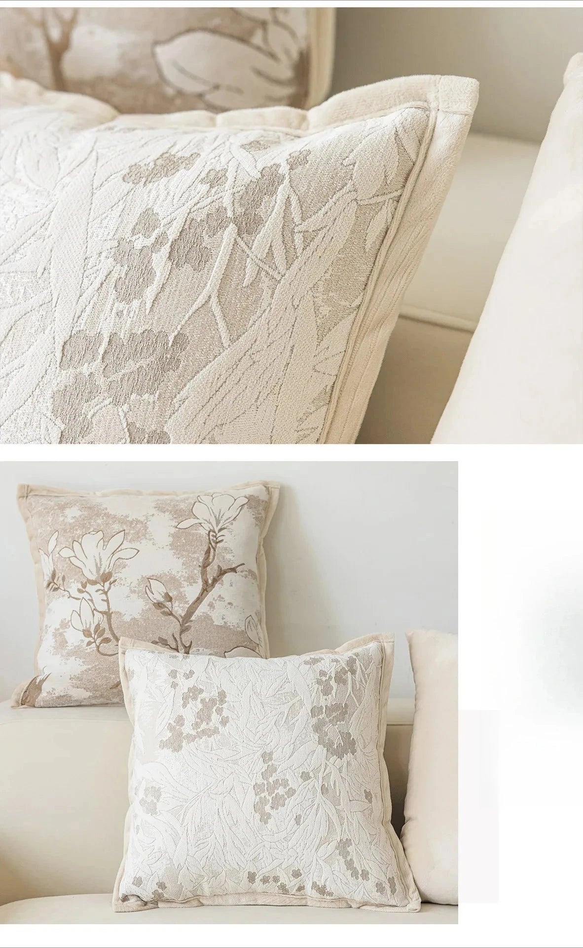 Exquisite Nordic Floral Embroidery French Cream Throw Pillow Cover Julia M LifeStyles