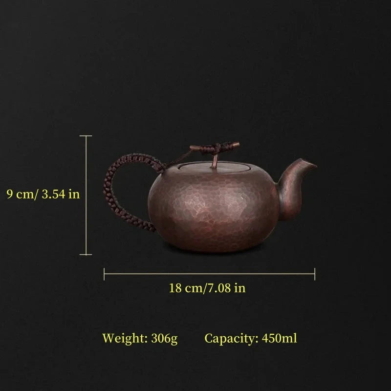 Vintage Handcrafted Copper Tea Pot with Hammered Texture - 450ml Julia M LifeStyles