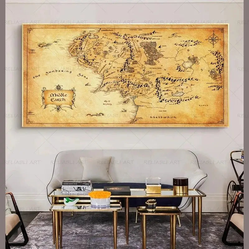 Vintage Middle-earth Map Canvas Painting 🗺️ - Julia M LifeStyles