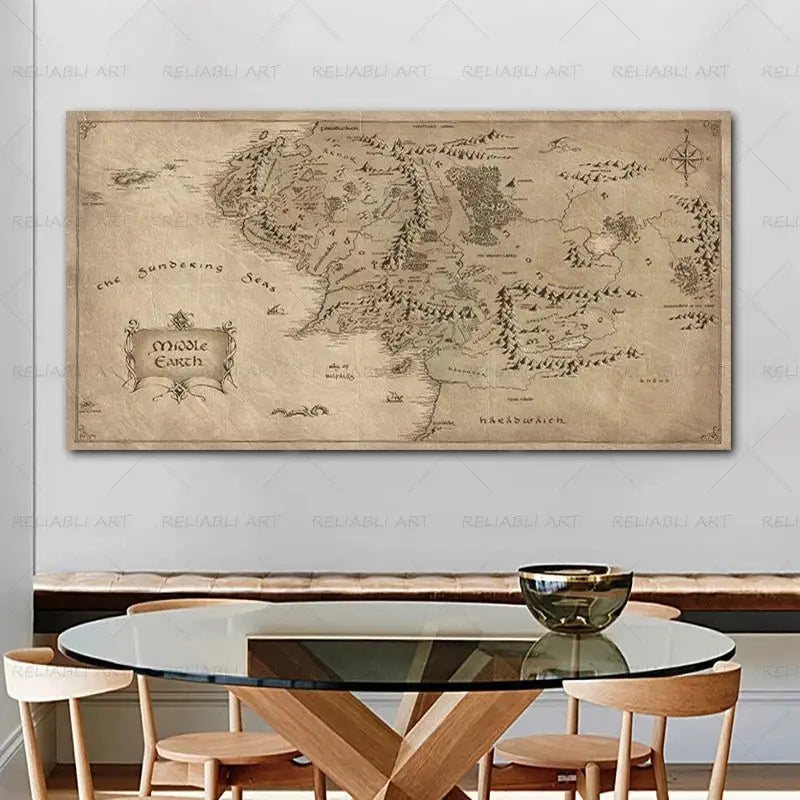 Vintage Middle-earth Map Canvas Painting 🗺️ - Julia M LifeStyles