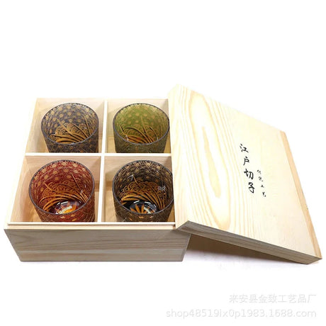 Classic Design Whiskey Wine Beer Water Cup Hand-Carved Foreign Shot Glass with Luxury Gift Box Julia M LifeStyles