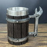 Viking Vintage Oak Barrel Beer Mug Stein with Stainless Steel Liner Coffee Cup Tea Mug Large Capacity Mug Pub Bar Party Gift - Julia M LifeStyles