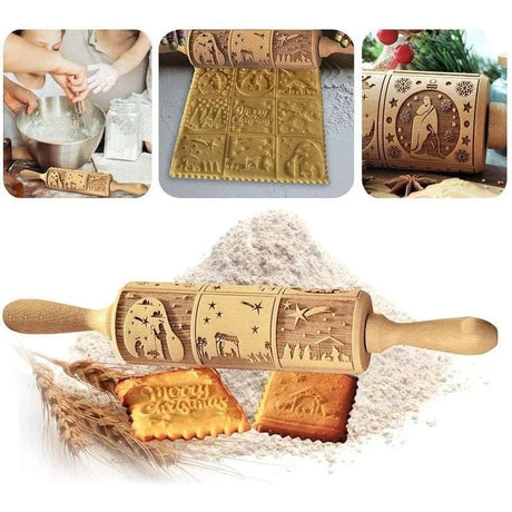 Julia M Rolling Pin with Pattern - Elevate Your Baking Game Julia M Rolling Pin with Pattern - Elevate Your Baking Game 3256803991185674-Phoenix flower Dough Wheels 32